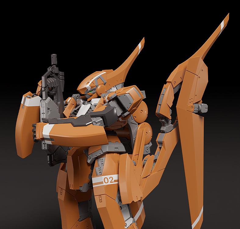Detail shot of the Sleipnir model kit equipped with the 203mm grenade rifle and back-mounted stabilizers.