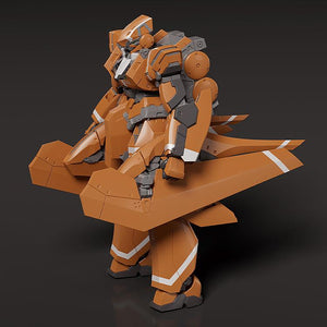 Side view of the Sleipnir model kit showing the transformed leg stabilizers in their hovering configuration.