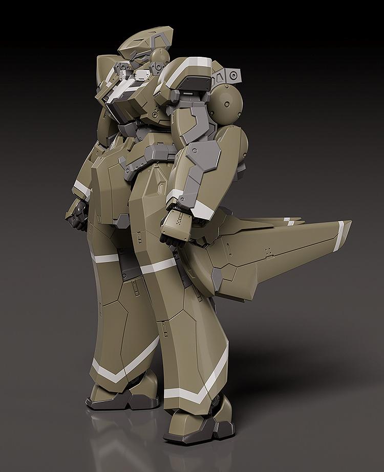 Side profile view of the Areion model kit showing the retracted configuration of the leg stabilizing wings.