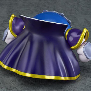 Rear view of the Meta Knight Nendoroid figure wearing his iconic dark purple cape with gold trim, showcasing the clean paint finish of the plastic figure.
