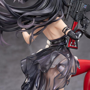 Back view of the Diane: Banquet Dance figure, focusing on the sculpt of her back, the translucent black skirt layers, and the high detail of the gun stock and her black gloves.