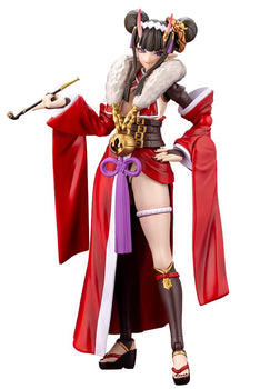 Full-length front view of Kotobukiya Arcanadea Ornela model kit in Normal Mode holding a smoking pipe