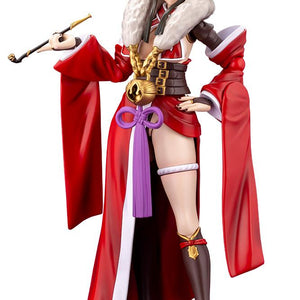 Full-length front view of Kotobukiya Arcanadea Ornela model kit in Normal Mode holding a smoking pipe