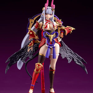 Full front view of Kotobukiya Arcanadea Ornela in Wilize combat mode with horns, wings, and armor