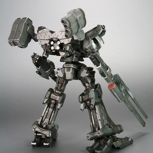 Rear view of the 1/72 scale Armored Core Crest CR-C90U3 mecha plastic model, detailing back booster thrusters, detailed mechanical leg joints, and shoulder weapon mounts.