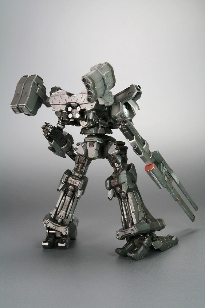 Rear view of the 1/72 scale Armored Core Crest CR-C90U3 mecha plastic model, detailing back booster thrusters, detailed mechanical leg joints, and shoulder weapon mounts.