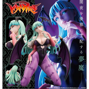 Official Kotobukiya Japanese promotional product flyer for the Darkstalkers Morrigan Aensland 1/7 scale figure release.