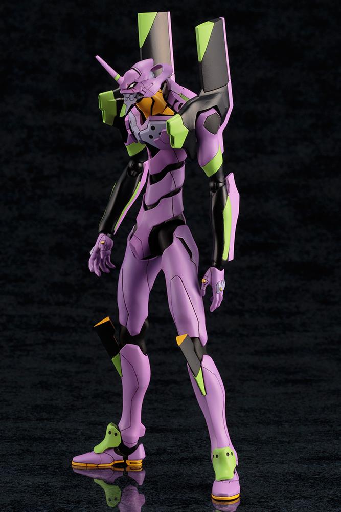 Kotobukiya Neon Genesis Evangelion EVA-01 Test Type TV Version model kit in a standard standing pose, front-facing view on a dark background.