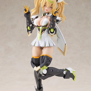 Action pose of the Kotobukiya Gene Stellatears anime figure balancing on one leg while making a double peace sign, featuring a cheerful expression.