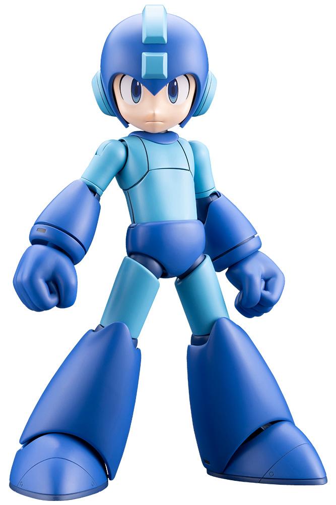 Isolated studio product photo of the fully assembled Kotobukiya Mega Man 11 Grande Scale plastic model kit on a plain white background.