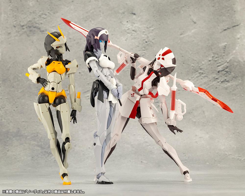 Group display showing Kotobukiya Megalomaria Unlimited Universe trio featuring Principal, Novice, and Ruby Eye model kits.
