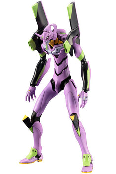 Full-body product studio shot of the completed Kotobukiya Neon Genesis Evangelion EVA-01 Test Type TV Version model kit on a plain white background.