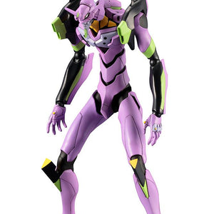 Full-body product studio shot of the completed Kotobukiya Neon Genesis Evangelion EVA-01 Test Type TV Version model kit on a plain white background.