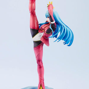 Right side profile view of The King of Fighters XV Kula Diamond 1/7 scale statue highlighting her dynamic high-kicking martial arts stance.