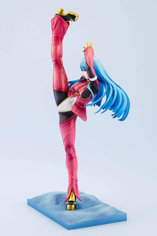 Right side profile view of The King of Fighters XV Kula Diamond 1/7 scale statue highlighting her dynamic high-kicking martial arts stance.