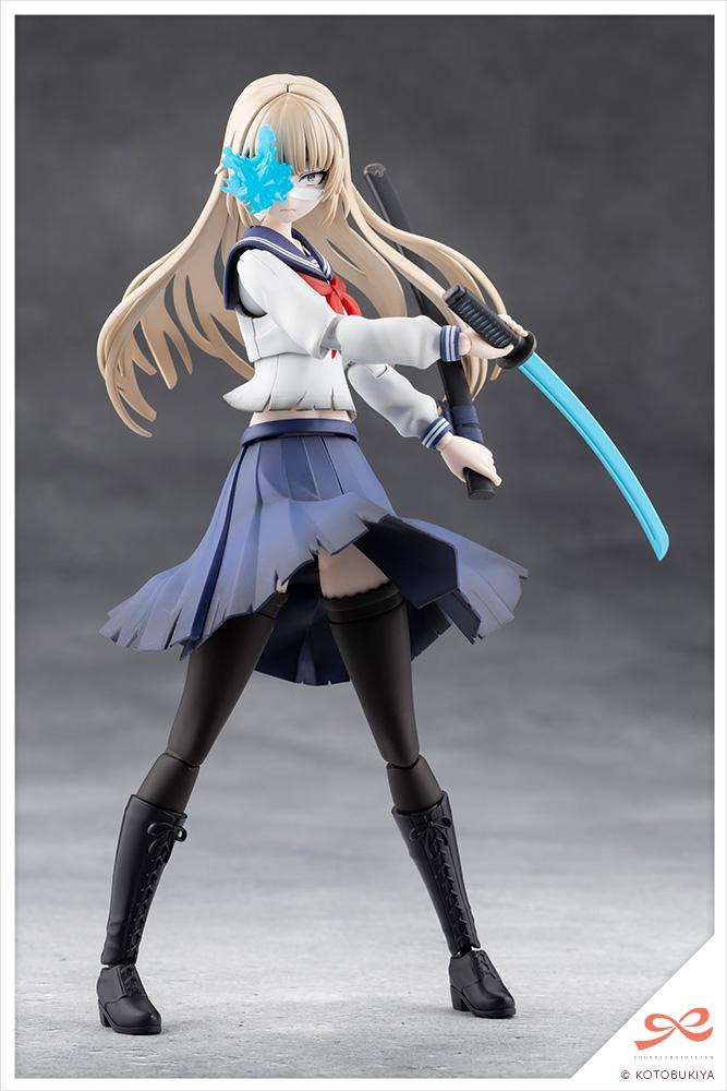 Action figure shot of Kuon Yakushiji showing the clear blue crystal flame effect part over her bandaged right eye.