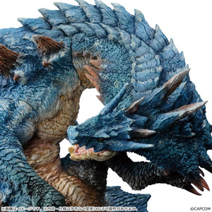 A high-detail close-up of the Lagiacrus Sea Wyvern's head and neck area, highlighting the professional sculpt by Ryu Oyama.