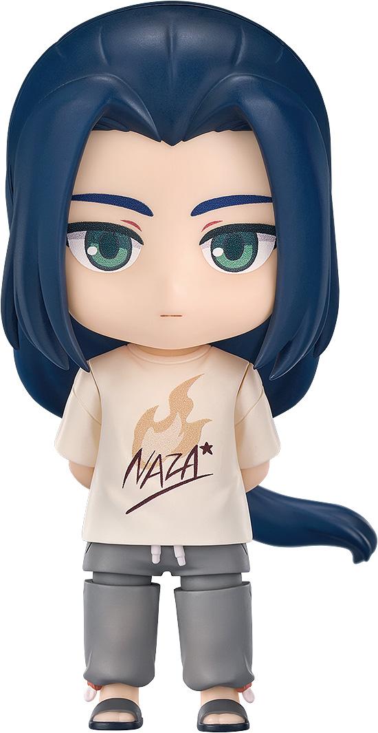 Full-length front view of The Legend of Hei II Wuxian (NAZA T-Shirt Ver.) Nendoroid figure isolated on a white background.
