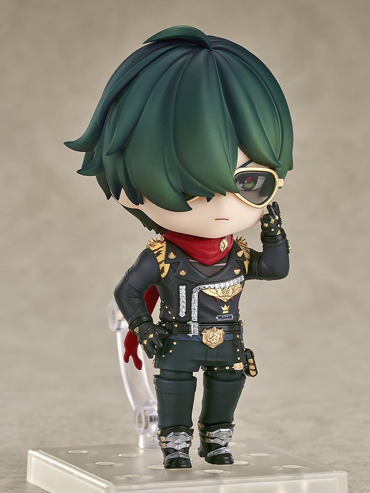 Zenless Zone Zero Lighter Nendoroid figure in a cool posture adjusting his signature gold-rimmed sunglasses.