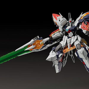 Moderoid Linebarrel Overdrive plastic model kit wielding the massive Executor weapon with green energy blade.