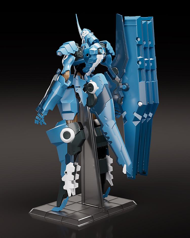 Rear angle of Moderoid Vardant plastic model kit displaying tail stabilizer and back armor detail.