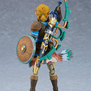 Detailed back view of the Link figure showing how the Master Sword, shield, and bow attach to the back.