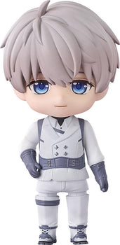 Front view of the Xavier Nendoroid from Love and Deepspace in his white and grey uniform.
