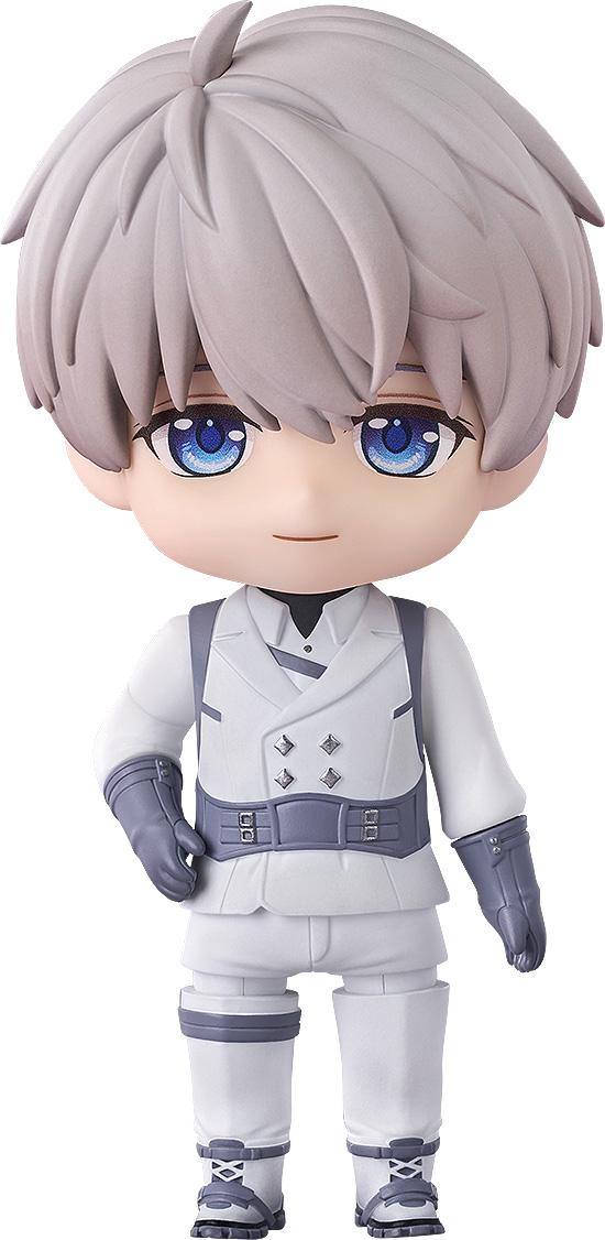 Front view of the Xavier Nendoroid from Love and Deepspace in his white and grey uniform.
