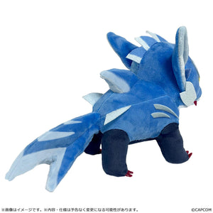 Rear view of the Lunagaron Chibi Plush showing the soft polyester spikes and light blue tail patterns from the Monster Hunter series.