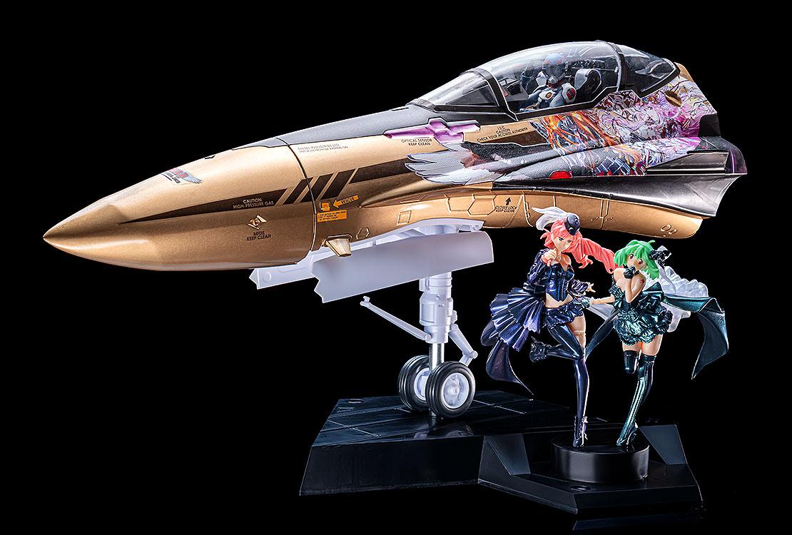 Macross Frontier 1/20 Scale YF-29 Galaxy Limited Edition Fighter Nose collection set with characters on black background.
