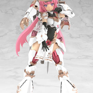 Front view of the Magatsuki Kikka figure using her pre-printed tampography smiling face part and a playful hand gesture.