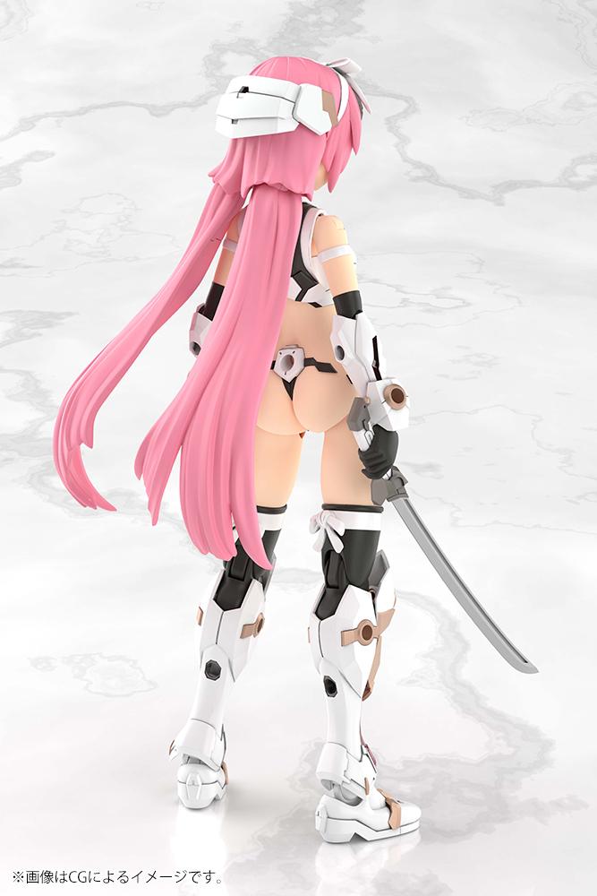 Rear perspective of the light armor Kunoichi Mode configuration focusing on the clean lines and base body sculpting of the 1/6 scale kit.