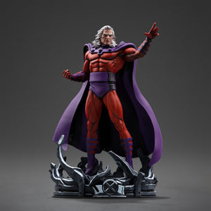 Full front view of the Magneto 1/10 art scale statue featuring the unmasked head with flowing white hair and a stern facial expression.