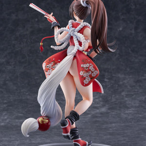Rear view of Mai Shiranui figure showcasing the detailed ponytail, rope belt, and flowing fabric.