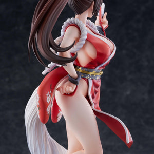 Profile view focusing on the meticulously rendered floral patterns of Mai Shiranui's signature costume.