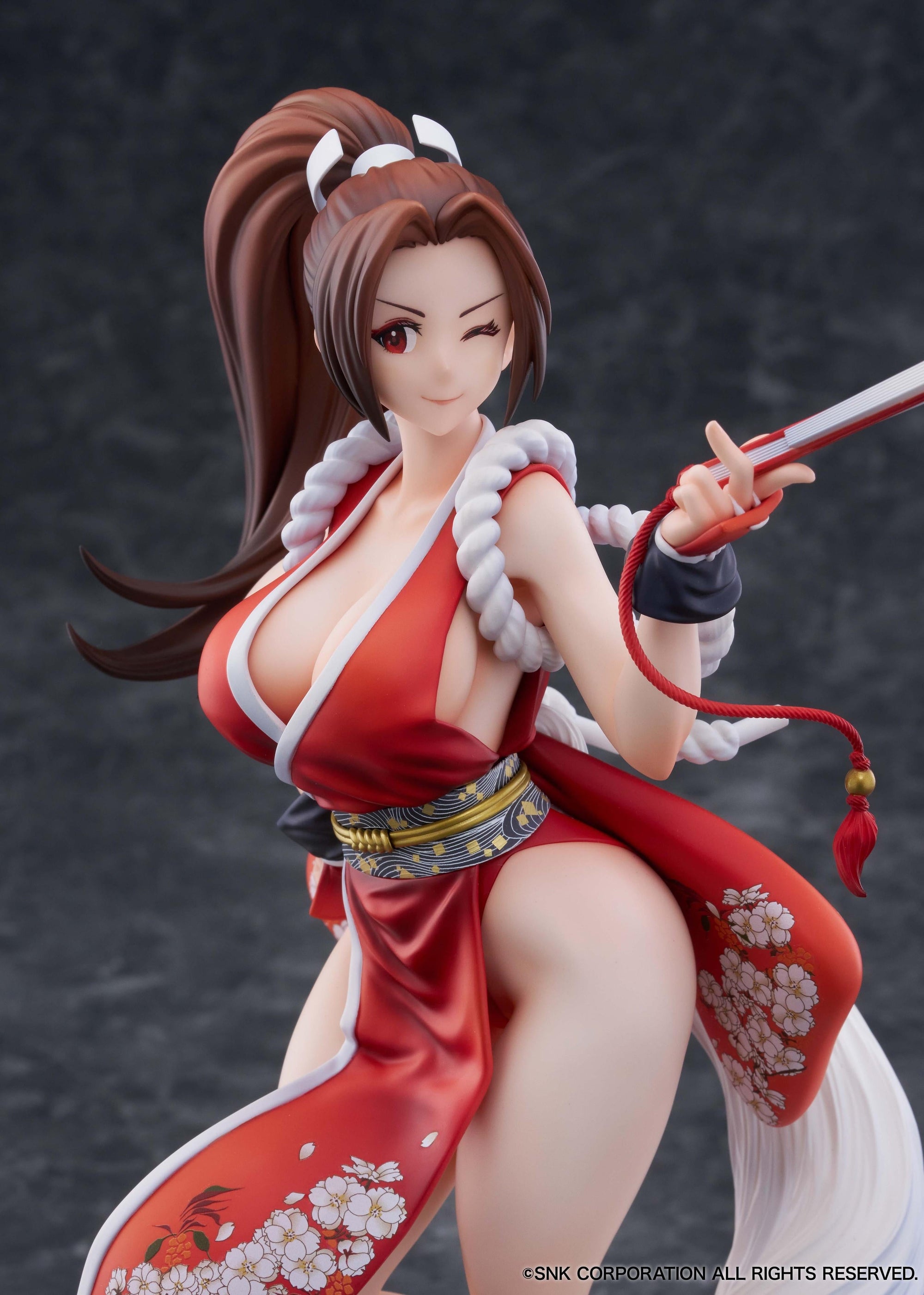 Profile view of the interchangeable winking face part for the King of Fighters XV Mai Shiranui statue.
