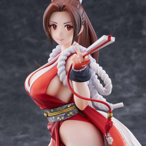 High-angle shot of the Mai Shiranui figure capturing her self-assured expression and lithe physique.