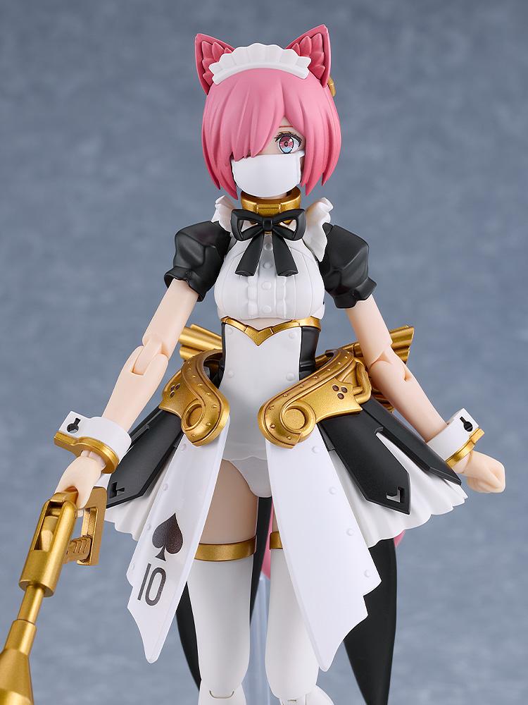 Close-up detail of the Maidroid Rosalie face plate featuring the white mask accessory.