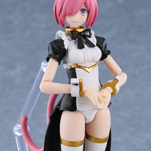 Close-up portrait of the Maidroid Rosalie model kit with the smiling face plate and pink hair.