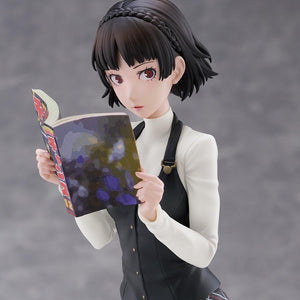 Close-up portrait of Makoto Niijima capturing her delicate, bashful expression and braided headband hairstyle.