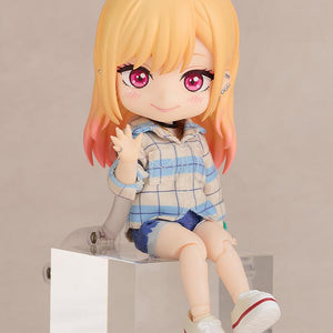 Marin Kitagawa Nendoroid Doll in a sitting pose, highlighting the high posability of the doll-style body.