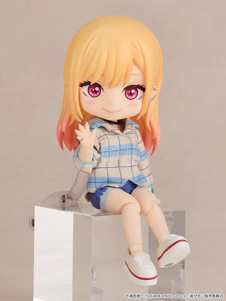 Marin Kitagawa Nendoroid Doll in a sitting pose, highlighting the high posability of the doll-style body.