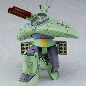 Front view of the Max Factory Cabarov AG9 Nicholaiev combat armor figure in a stable kneeling position, emphasizing knee and hip articulation range.