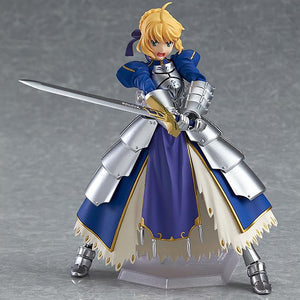 Saber 2.0 figma figure in an attack stance, featuring the shouting face plate and wide articulation in the armor plates