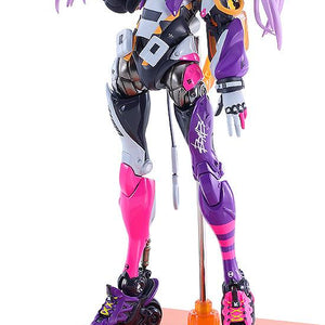 Isolated studio view of the Max Factory Shojo-Hatsudoki Motored Cyborg Runner SSX-155C Pop Tracker action figure standing on an orange acrylic base.