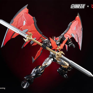 Mazinkaiser mecha posing with wings fully open and holding two Kaiser Blade swords.
