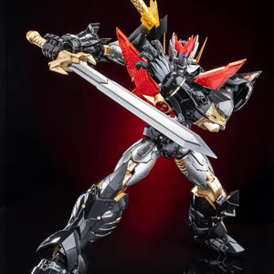 Mazinkaiser holding the iconic Kaiser Blade sword across its chest in a battle-ready stance.