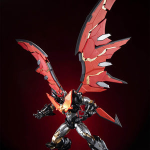 Mazinkaiser mecha in flight mode with large red Kaiser Scrander wings fully spread.