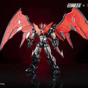 Front standing view of Mazinkaiser with the red Kaiser Scrander wings attached.