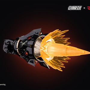 Close-up profile of the Turbo Smasher Punch rocket fist and spinning flame effect part.